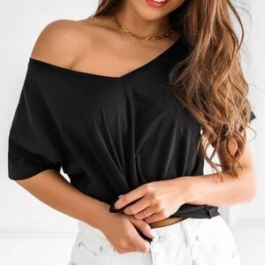 Zenana Oversized Premium Real Modal Short Sleeve, V-neck, High/Low Top NWT
